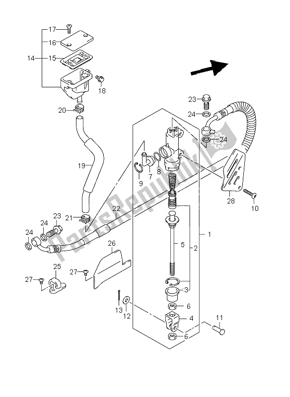 All parts for the Rear Master Cylinder of the Suzuki DL 1000 V Strom 2007