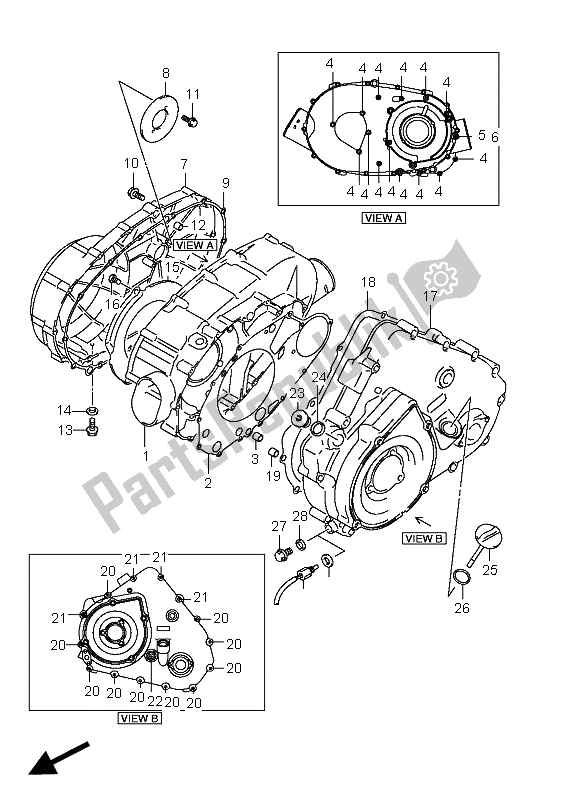 All parts for the Crankcase Cover of the Suzuki LT A 400F Kingquad 4X4 2008