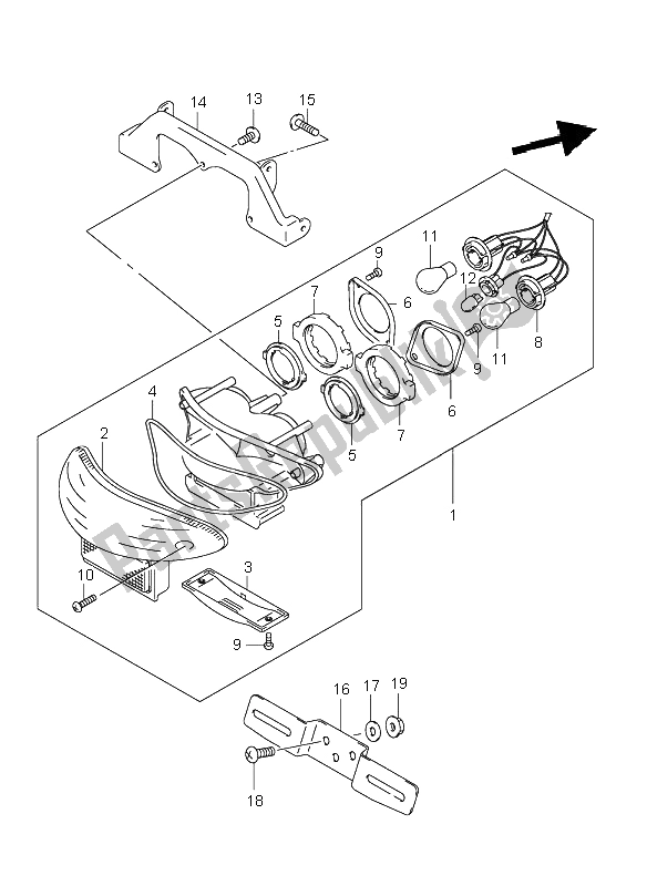 Tutte le parti per il Lampada Di Coda del Suzuki GSX 750F 2003