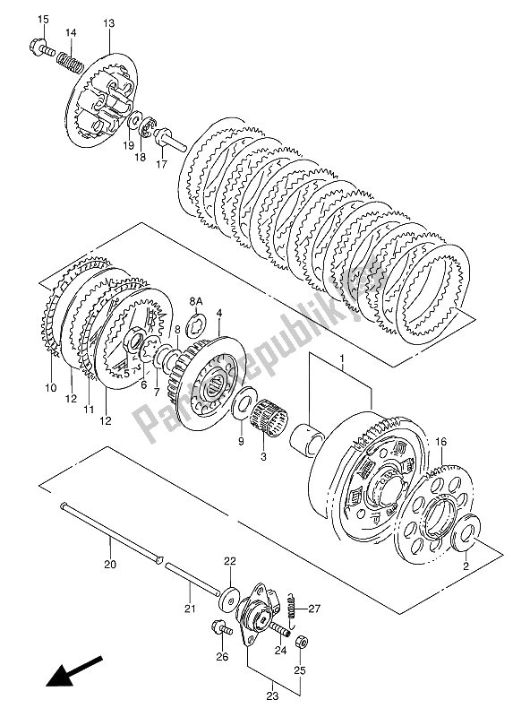 Todas as partes de Embreagem do Suzuki GSX 600 FUU2 1992