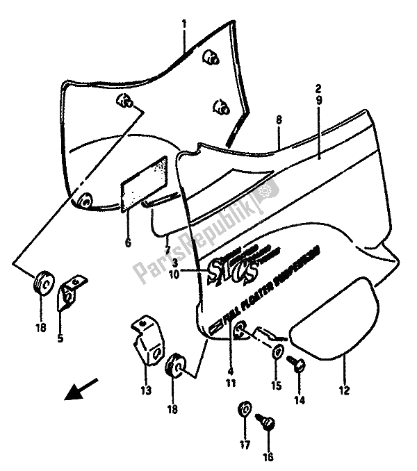 All parts for the Frame Cover of the Suzuki GSX R 750 1985