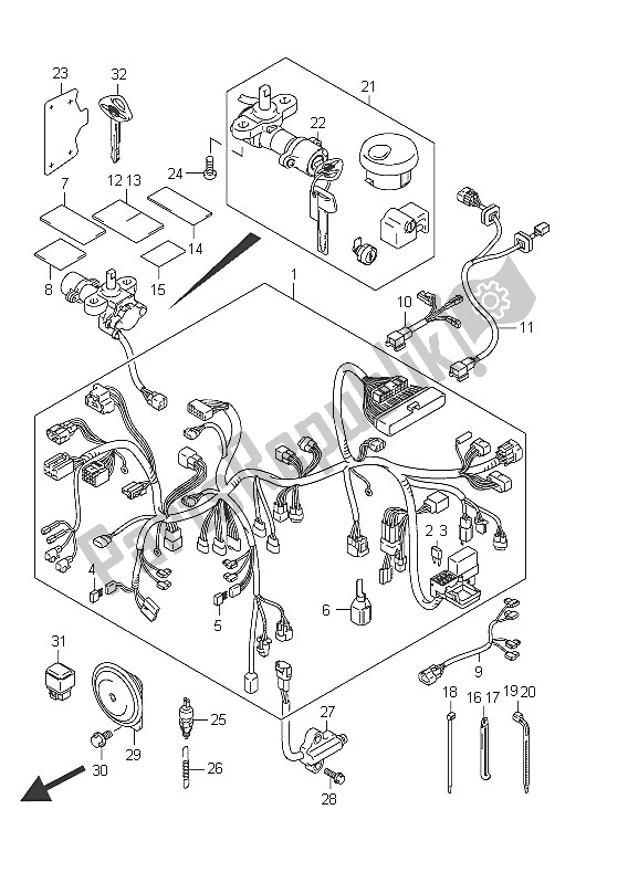 Tutte le parti per il Cablaggio (vl8000c E24) del Suzuki C 800 VL Intruder 2011