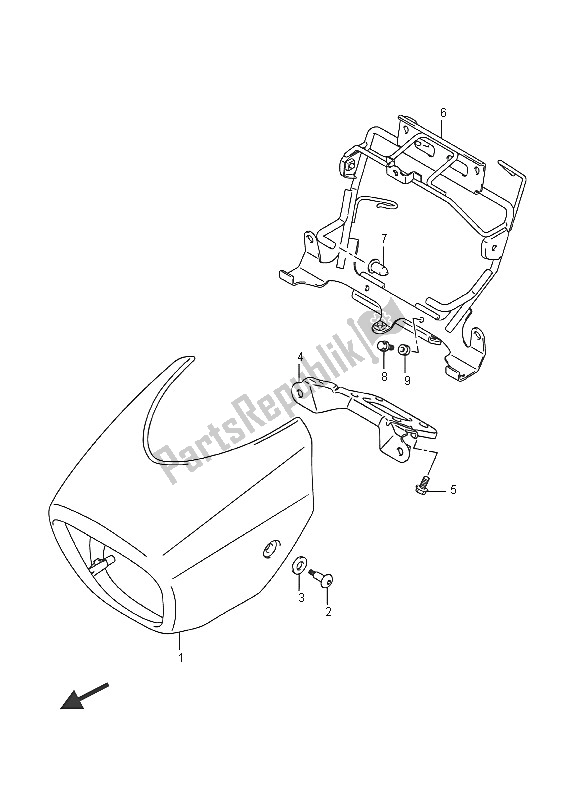 Alle onderdelen voor de Koplampafdekking van de Suzuki VZ 800 Intruder 2016
