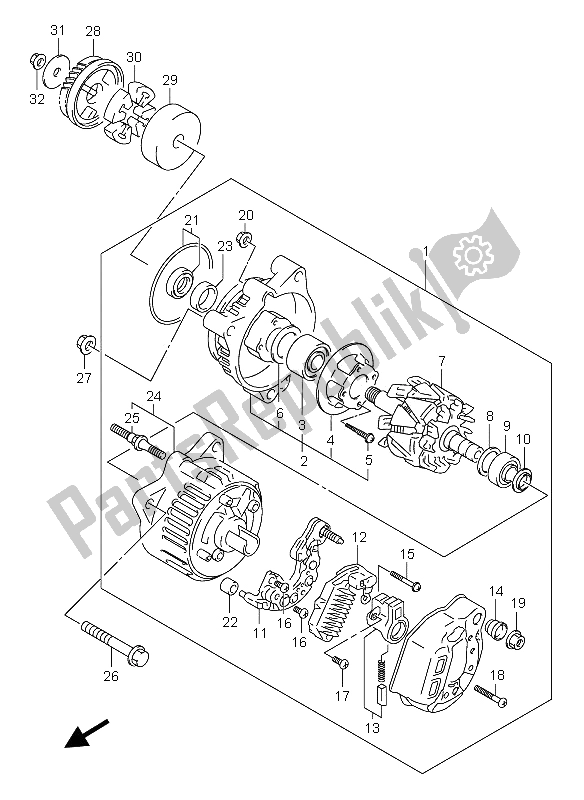 Alle onderdelen voor de Dynamo van de Suzuki GSX 600F 2005