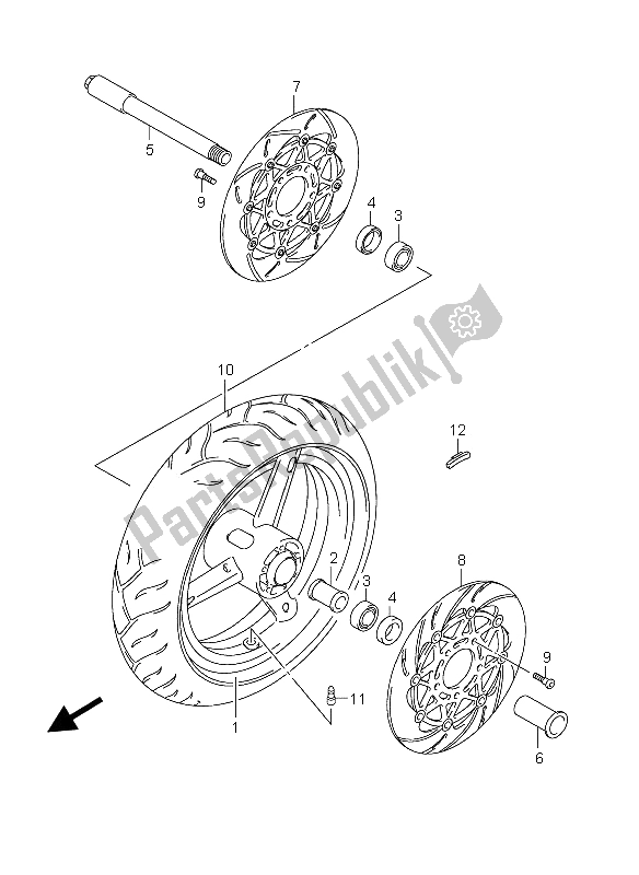 Tutte le parti per il Ruota Anteriore (gsx-r600x) del Suzuki GSX R 600X 2005