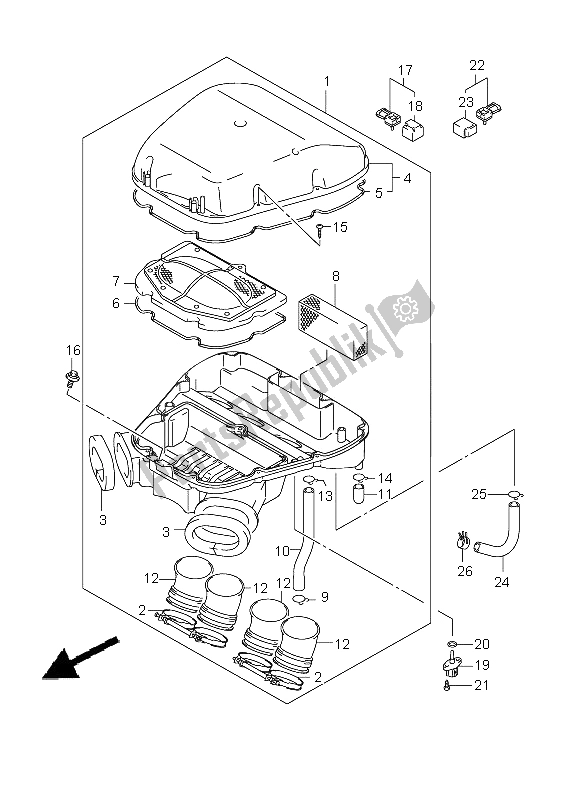 All parts for the Air Cleaner of the Suzuki GSX 1300R Hayabusa 2008