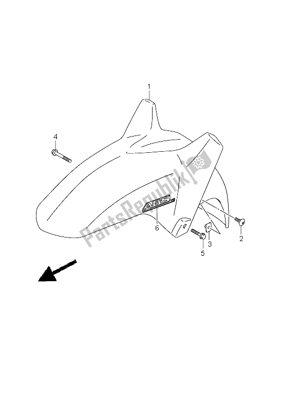 All parts for the Front Fender (dl650a E19) of the Suzuki DL 650A V Strom 2011