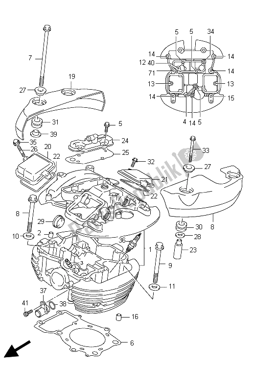 Toutes les pièces pour le Culasse (arrière) du Suzuki VZ 800 Intruder 2012