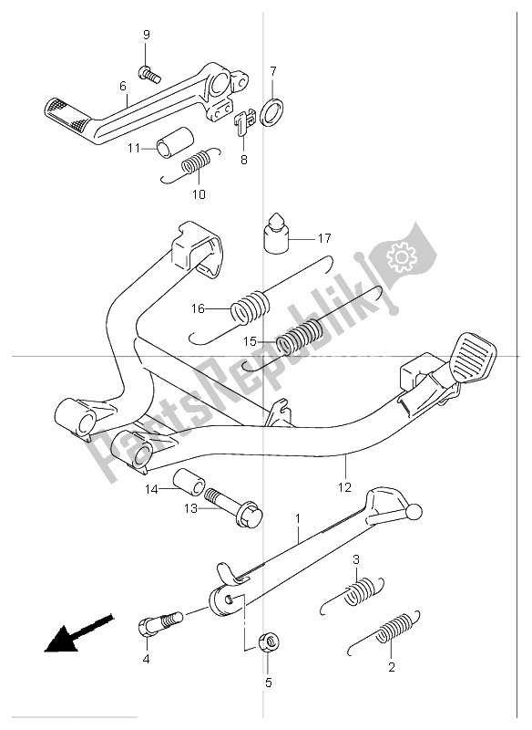 All parts for the Stand of the Suzuki GSF 1200 NSZ Bandit 2004