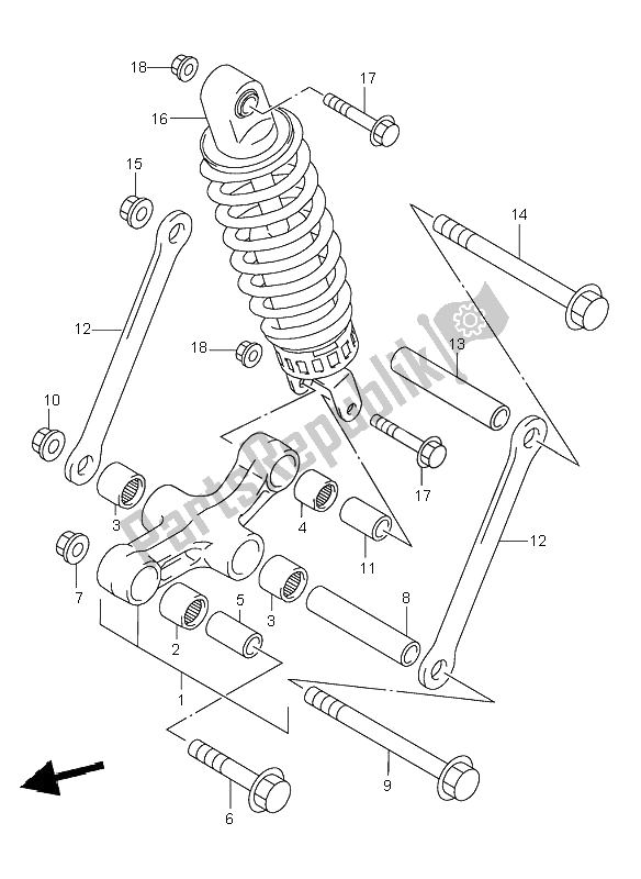 All parts for the Rear Cushion Lever of the Suzuki GSX 600F 2001