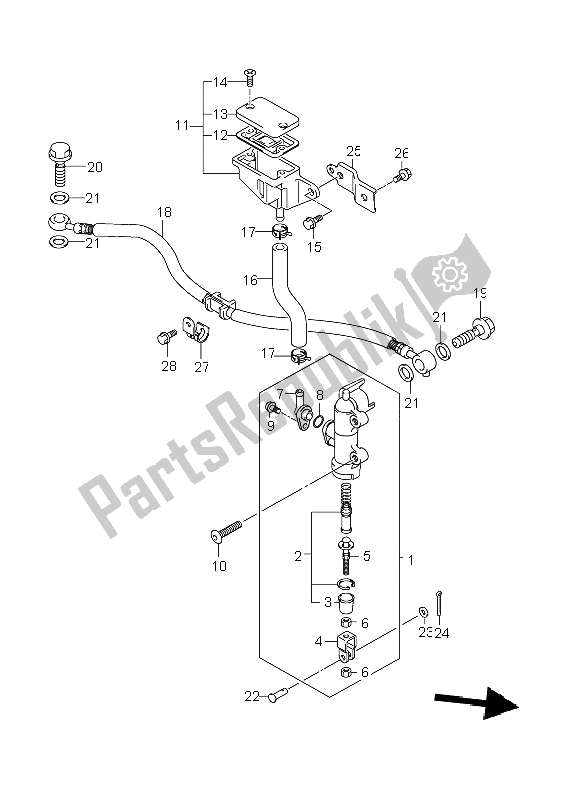 Todas las partes para Cilindro Maestro Trasero de Suzuki GSX 1300R Hayabusa 2011