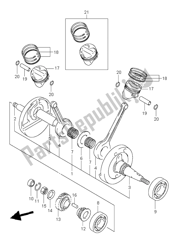 Tutte le parti per il Albero A Gomiti del Suzuki VL 125 Intruder 2002