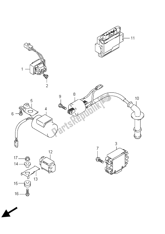 Todas as partes de Elétrico do Suzuki RMX 450Z 2012