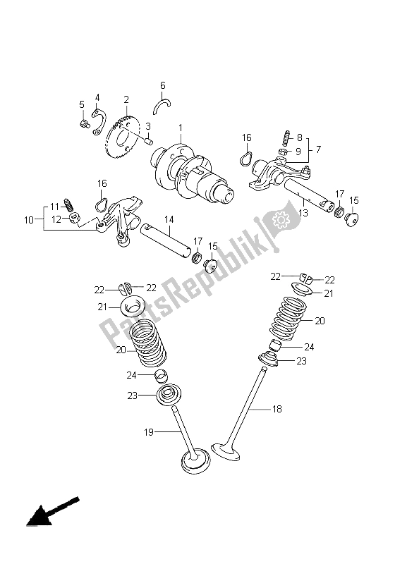 All parts for the Camshaft & Valve of the Suzuki LT A 400Z Kingquad ASI 4X4 2012