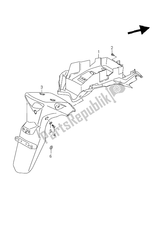 Toutes les pièces pour le Garde-boue Arrière (dl650a E24) du Suzuki DL 650A V Strom 2011