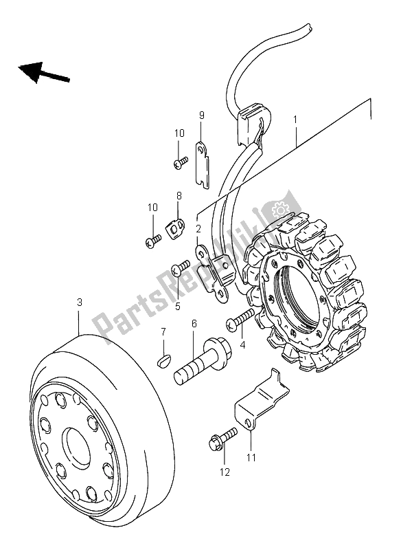 All parts for the Magneto of the Suzuki VS 600 Intruder 1995