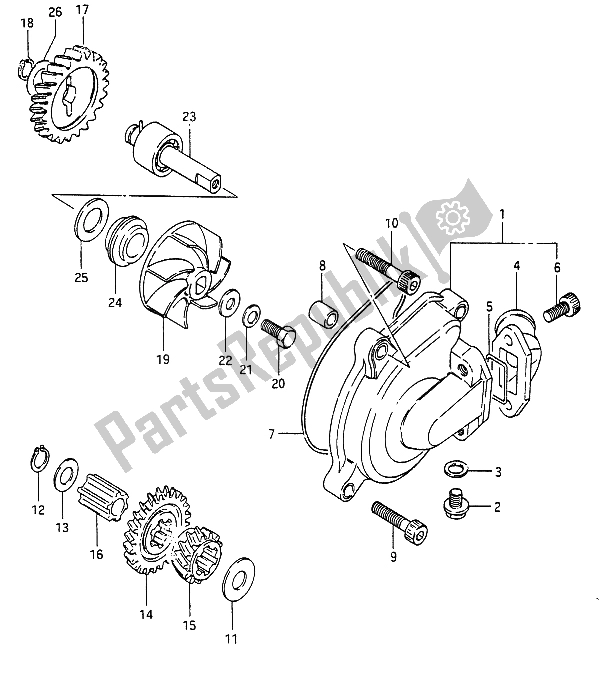 Todas as partes de Bomba De água do Suzuki RG 250F Gamma 1986