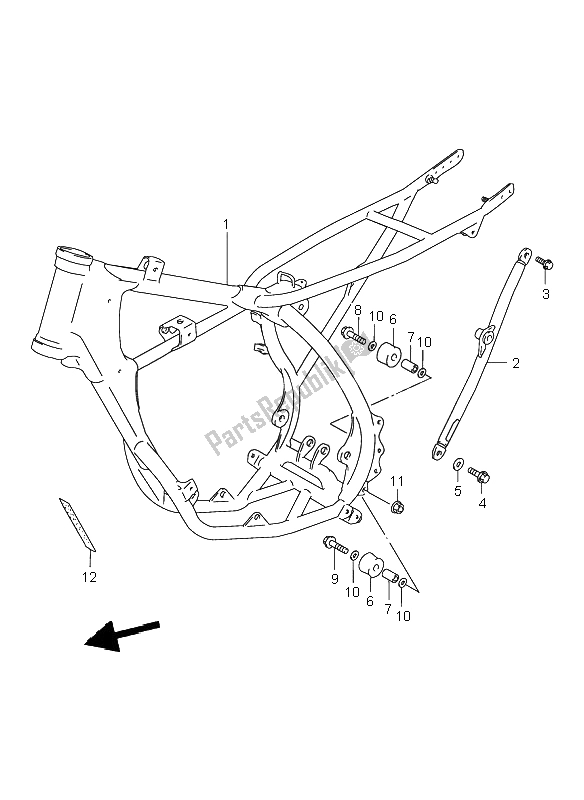 All parts for the Frame of the Suzuki RM 80 2001