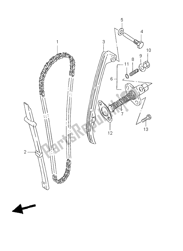 All parts for the Cam Chain of the Suzuki GN 125E 1996