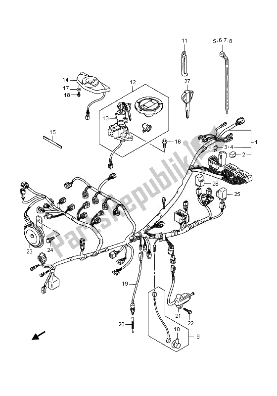 All parts for the Wiring Harness (gsr750) of the Suzuki GSR 750A 2014