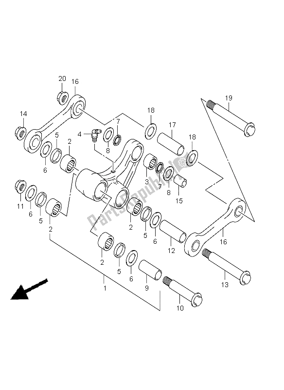 All parts for the Rear Cushion Lever of the Suzuki DR Z 400E 2006