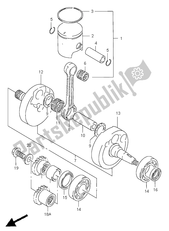 All parts for the Crankshaft of the Suzuki RM 125 1998