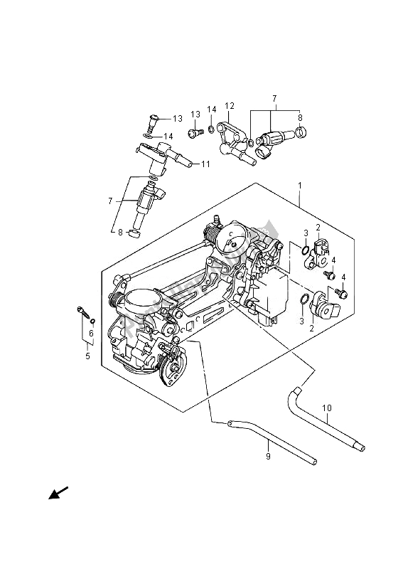 All parts for the Throttle Body of the Suzuki DL 1000A V Strom 2014