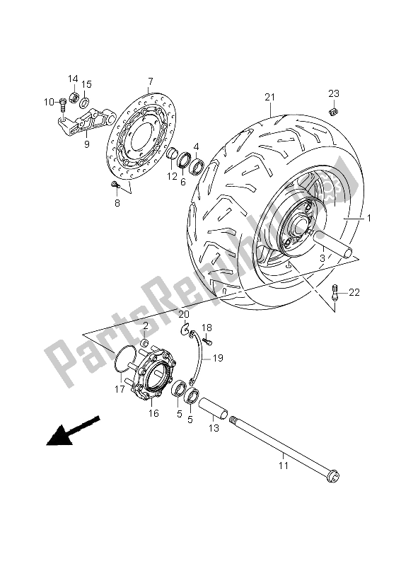 All parts for the Rear Wheel of the Suzuki VLR 1800R C 1800 Intruder 2008