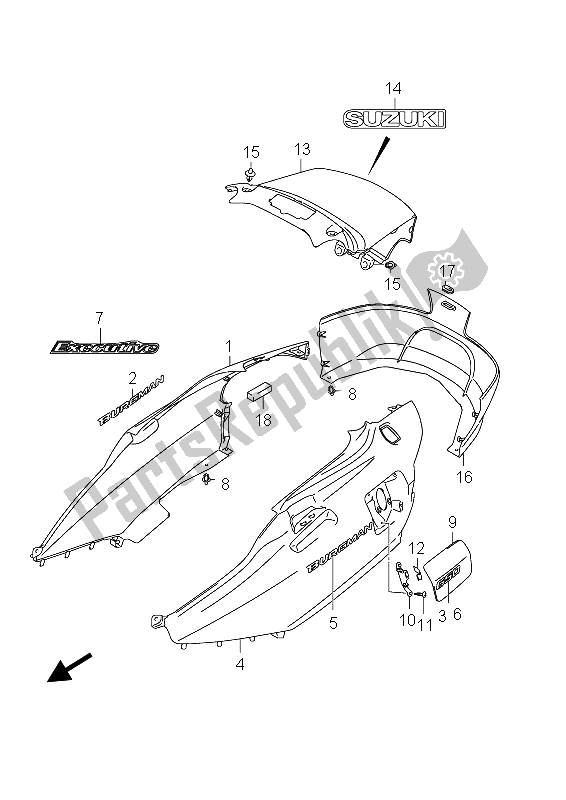 All parts for the Side Cover of the Suzuki AN 650A Burgman Executive 2012