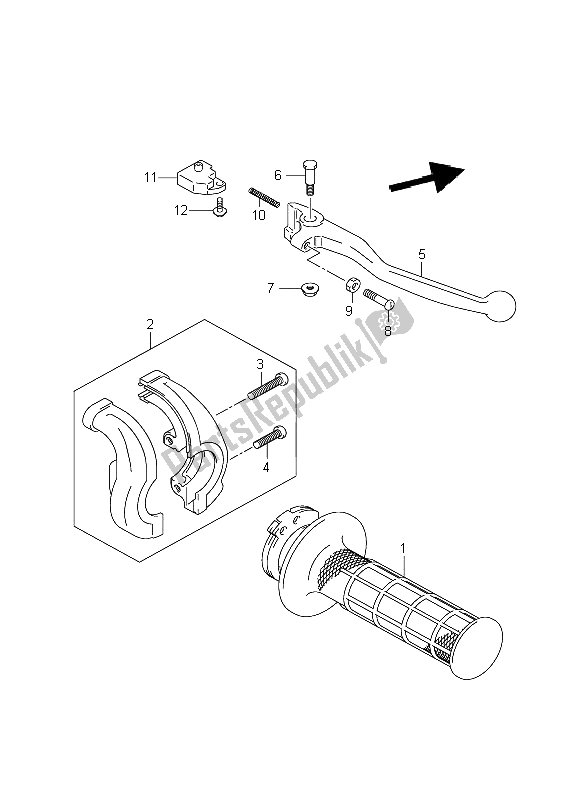 Todas las partes para Palanca De La Manija Derecha de Suzuki DR Z 400 SM 2005