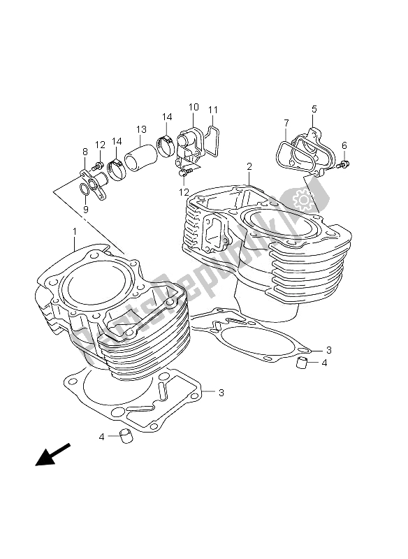 All parts for the Cylinder of the Suzuki VZ 800 Intruder 2010