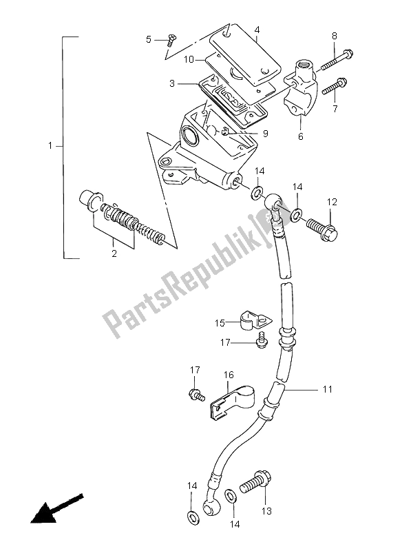 Tutte le parti per il Pompa Freno Anteriore del Suzuki GS 500E 2000