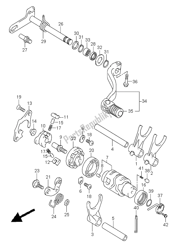 All parts for the Gear Shifting of the Suzuki DR Z 400S 2005