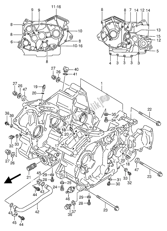 All parts for the Crankcase of the Suzuki VX 800U 1991