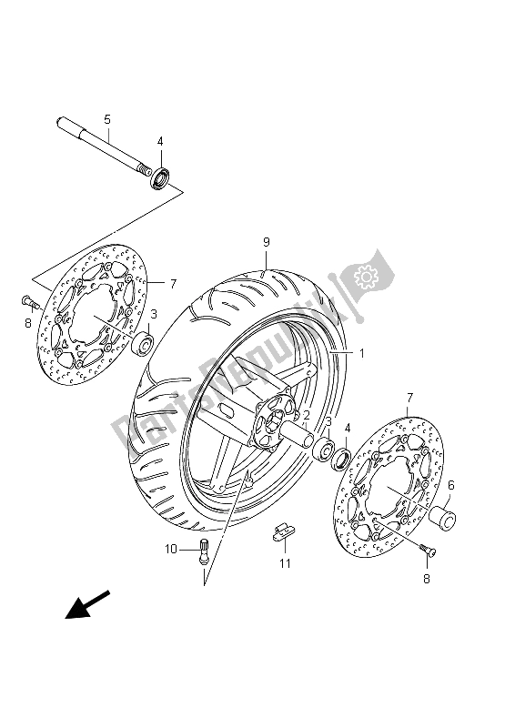 All parts for the Front Wheel (gsx650fu E24) of the Suzuki GSX 650 FA 2012