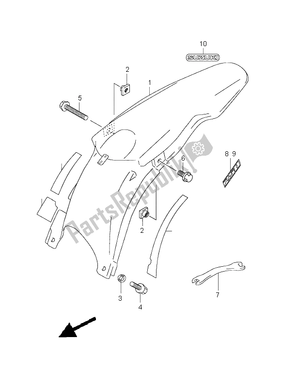 Tutte le parti per il Parafango Posteriore del Suzuki RM 250 2004