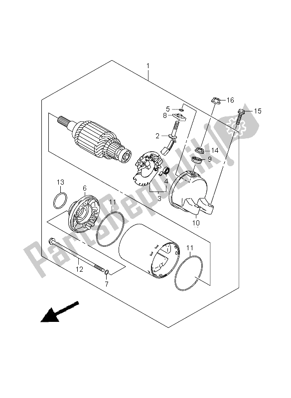 All parts for the Starting Motor of the Suzuki GSX 1300 BKA B King 2008