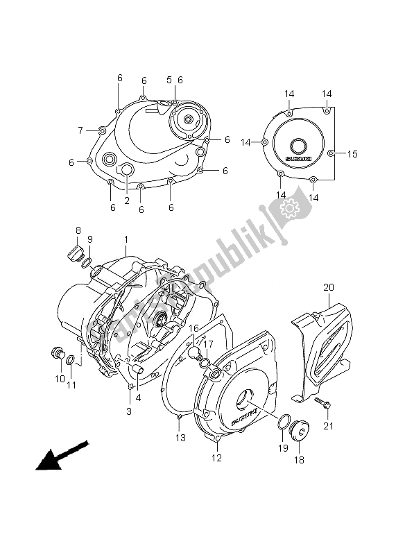 Tutte le parti per il Coperchio Del Carter del Suzuki DR Z 125 SW LW 2010