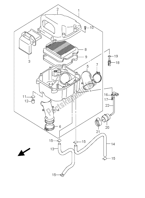 All parts for the Air Cleaner of the Suzuki DL 650 V Strom 2006