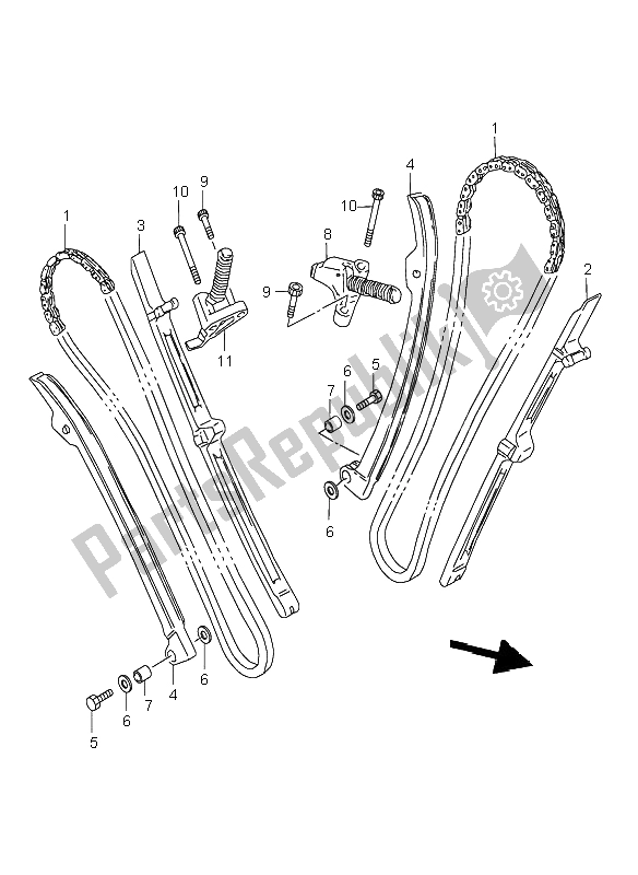 Alle onderdelen voor de Cam Ketting van de Suzuki VL 1500 Intruder LC 1999