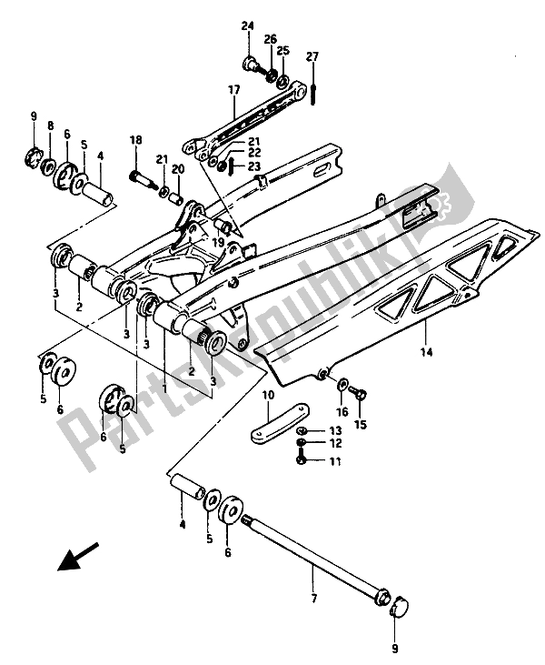 Todas as partes de Braço Oscilante Traseiro do Suzuki GSX 1100 Esef 1150 EF 1986
