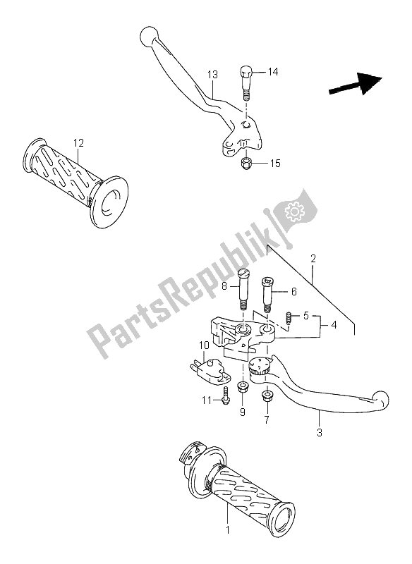 All parts for the Handle Lever of the Suzuki GSX R 1100W 1996