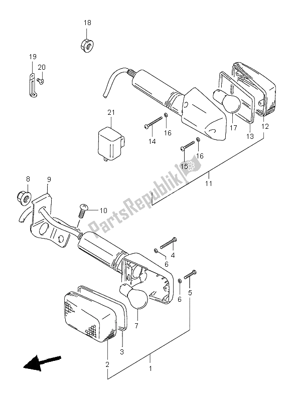 All parts for the Turn Signal Lamp of the Suzuki DR 125 SE 1998