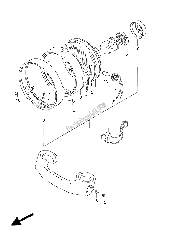 All parts for the Headlamp (e4-e18-e21-e22) of the Suzuki GN 125E 1997