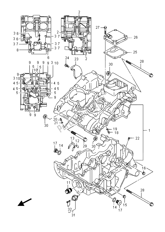 Alle onderdelen voor de Carter van de Suzuki GW 250F Inazuma 2015