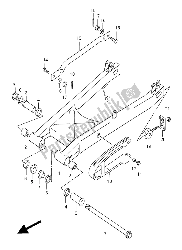 Todas las partes para Brazo Oscilante Trasero de Suzuki GZ 250 Marauder 2003