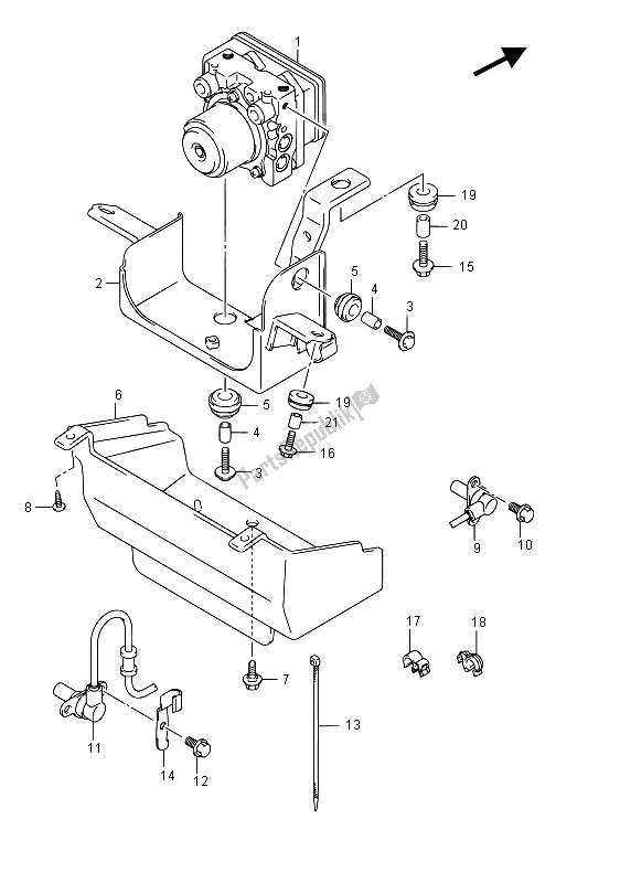 Alle onderdelen voor de Hydraulische Eenheid van de Suzuki GSF 1250 SA Bandit 2015