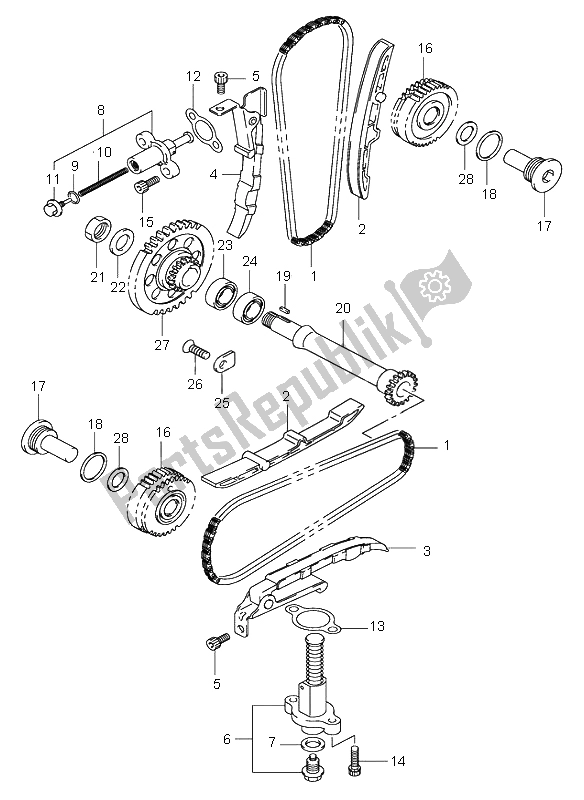 Tutte le parti per il Catena A Camme del Suzuki DL 1000 V Strom 2003