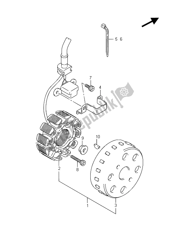 All parts for the Magneto of the Suzuki RM Z 250 2015