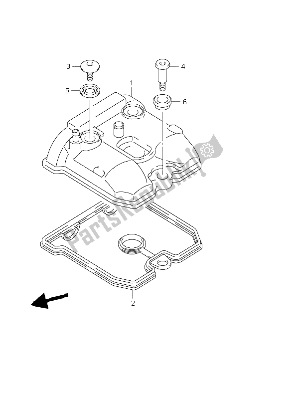 All parts for the Cylinder Head Cover of the Suzuki DR Z 400E 2004